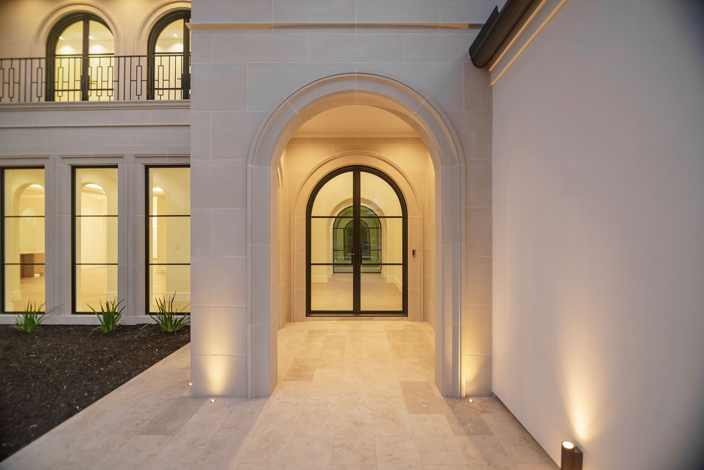 a building with arched doorways